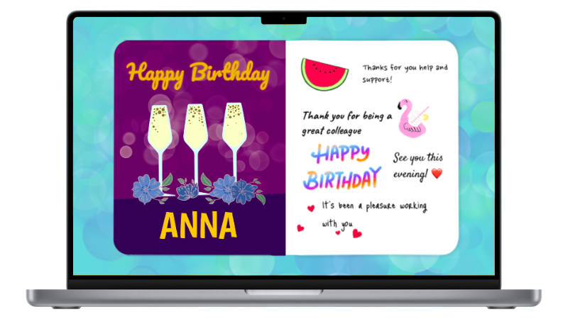 Group of people sending a group greeting card online