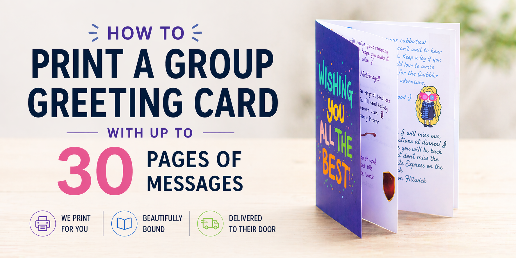 How to Print a Group Greeting Card with 30 Pages of Messages